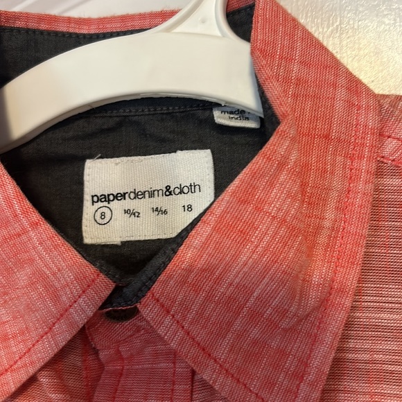 PD&C boys orange button up shirt 8 NWT - Picture 2 of 3